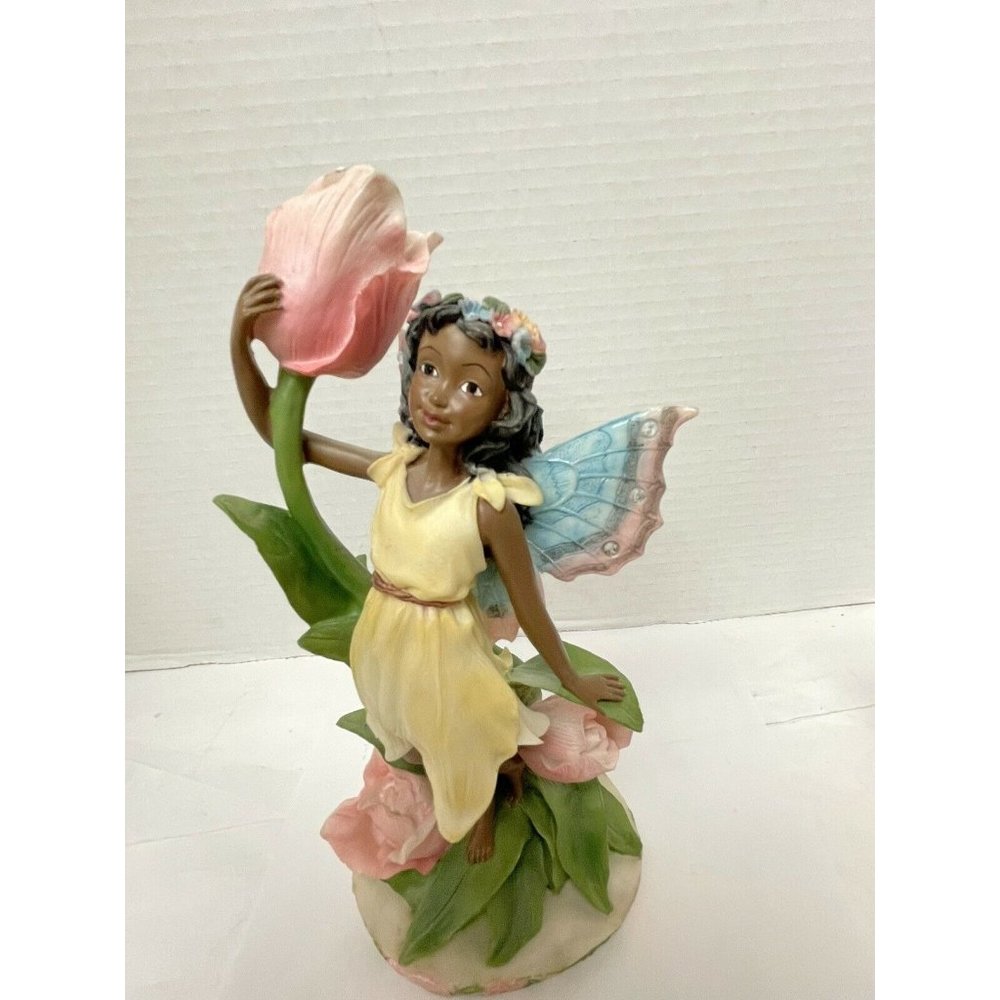 ACK‎ Trading Co Fairy Figurine Girl with Tulip Pink Yellow Garden 2001 Decor